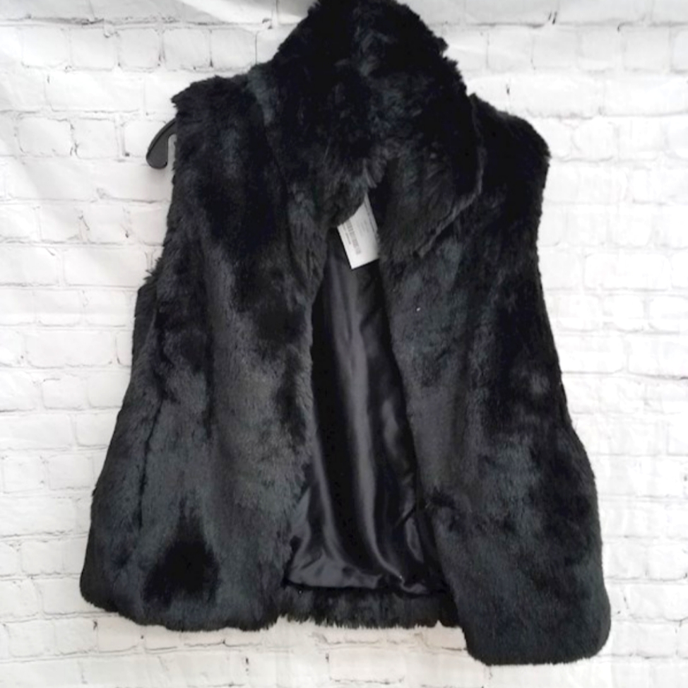 Women's Xs Faux Fur Vest Black Imposter Signature Brand Extra Small